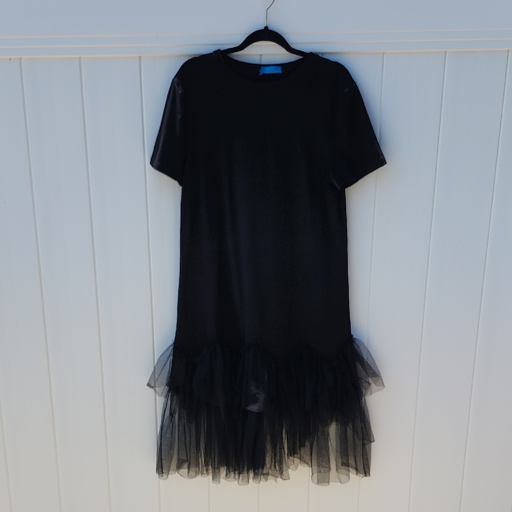 Ella Black Dress with Tulle Hem